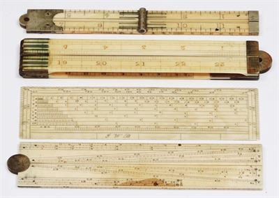 Lot 17 - A LATE 19TH CENTURY IVORY FOUR SECTION FOLDING RULER