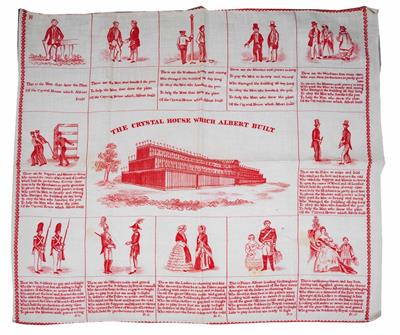 Lot 19 - A MID 19TH CENTURY PRINTED COTTON PANEL 'The Crystal House which Albert Built'