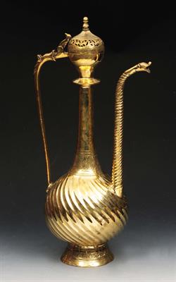 Lot 51 - A PERSIAN BRASS TALL EWER