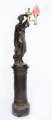 Lot 84 - A REGENCY 'BRONZED' PLASTER LAMP in the form of a classical female figure