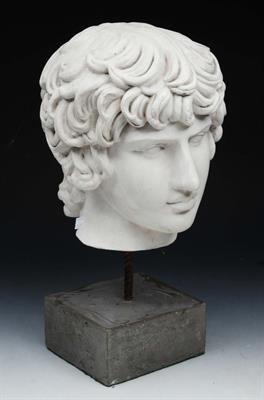 Lot 105 - A WHITE COMPOSITION HEAD of a classical boy after the Antique on plinth