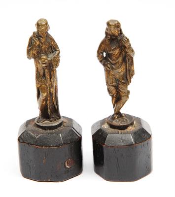 Lot 181 - A PAIR OF ITALIAN GILT BRONZE FIGURES - possibly representing the young Newton and the elderly Galil