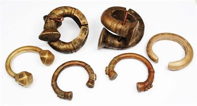 Lot 198 - SIX ANTIQUE WEST AFRICAN MANILLAS brass