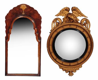 Lot 225 - A REGENCY STYLE CONVEX WALL MIRROR with eagle surmount