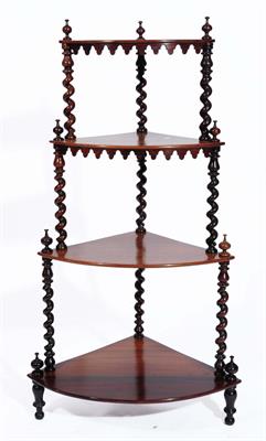 Lot 231 - A VICTORIAN MAHOGANY CORNER WHATNOT