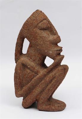 Lot 234 - A DOGON MALI WEST AFRICAN STONE CARVING of a crouching figure