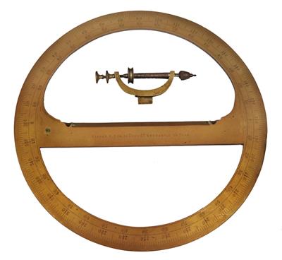 Lot 271 - A VICTORIAN BRASS PROTRACTOR with 360 degree batons by Winter & Son