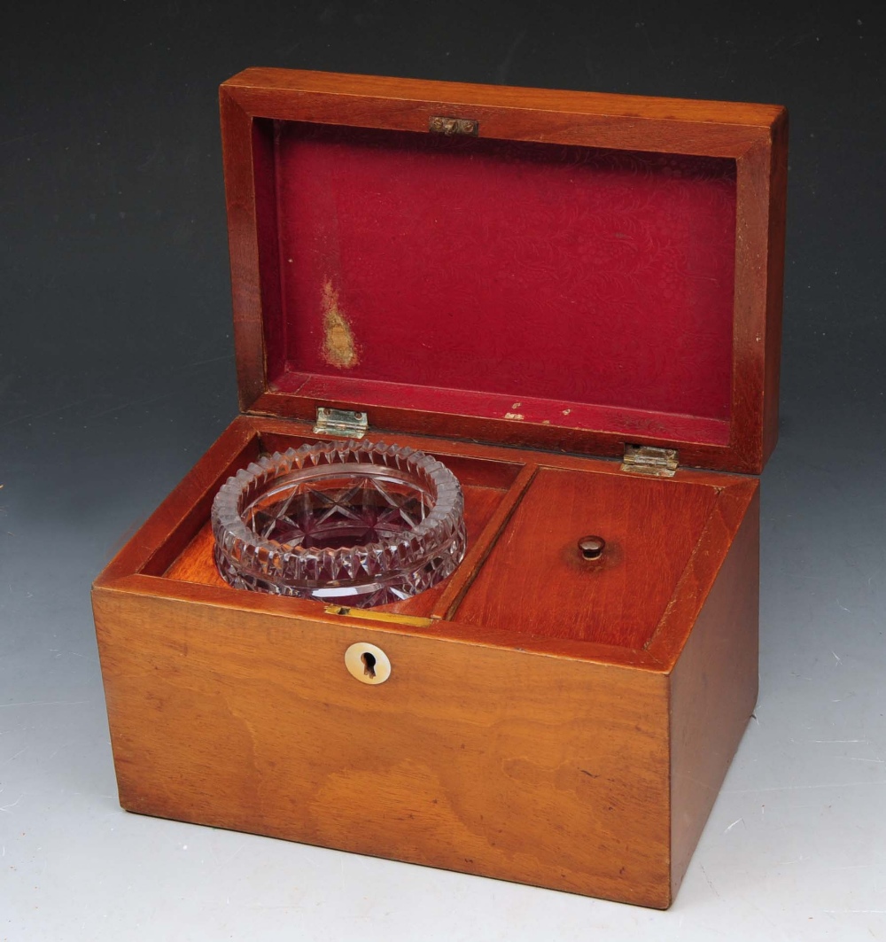 Lot 279 - A VICTORIAN MAHOGANY AND SATINWOOD INLAID TEA CADDY with mixing bowl