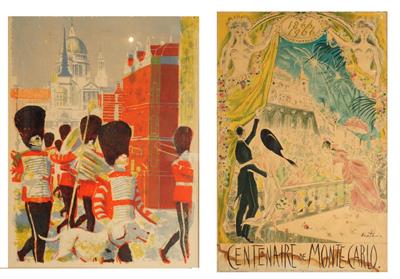 Lot 302 - A COLOURED PRINT of guardsman by St Paul's Cathedral