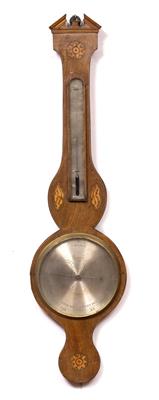 Lot 304 - A GEORGE III MAHOGANY WHEEL BAROMETER