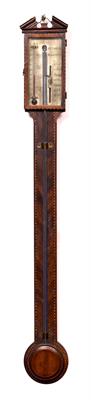 Lot 305 - A GEORGE III MAHOGANY STICK BAROMETER
