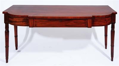 Lot 311 - A GEORGE III MAHOGANY HALL TABLE with shaped front and crossbanded top