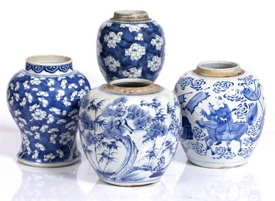 Lot 18 - Three Chinese blue and white ginger jars