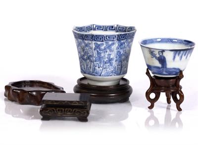 Lot 22 - Two Chinese blue and white wine cups
