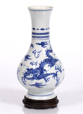 Lot 23 - A Chinese blue and white pear shaped bottle vase