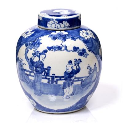 Lot 30 - A Chinese blue and white porcelain ginger jar and cover