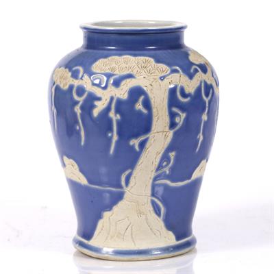 Lot 31 - A Korean blue ground porcelain baluster vase