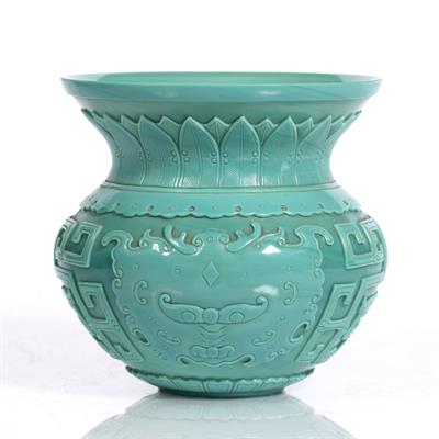 Lot 53 - A Chinese Beijing turquoise glass vase