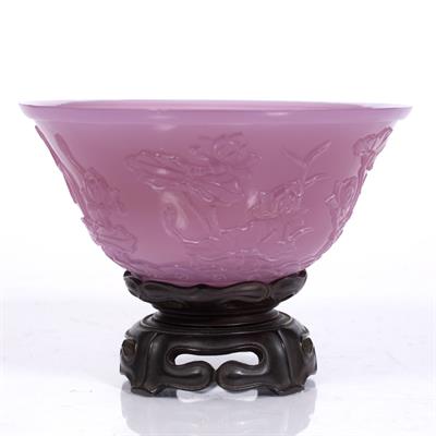 Lot 55 - A Chinese Beijing translucent purple glass bowl