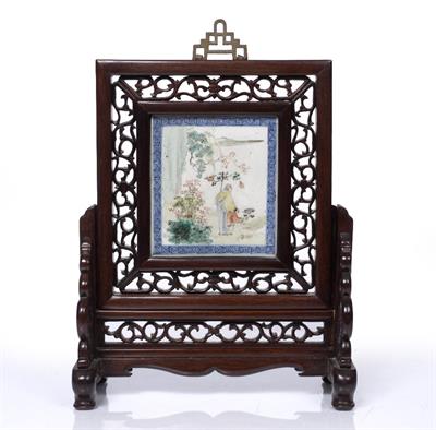 Lot 83 - A Chinese famille verte table screen