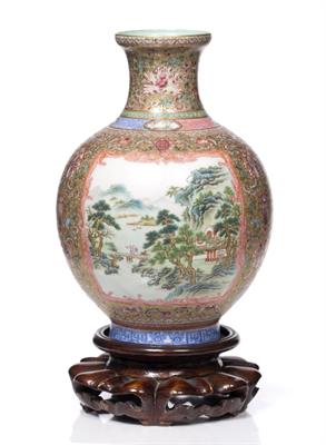 Lot 86 - A Chinese egg-shell porcelain globular bottle vase