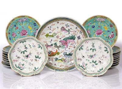 Lot 93 - A pair of Chinese famille vert stands