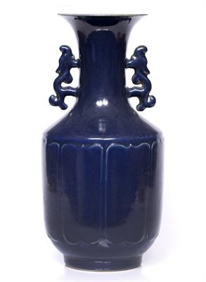 Lot 114 - A Chinese blue monochrome baluster vase