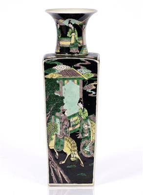 Lot 151 - A Chinese famille noir square vase