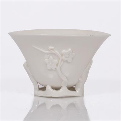 Lot 157 - A Chinese blanc de chine libation cup