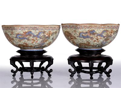 Lot 168 - A near pair of Chinese eggshell octagonal bowls