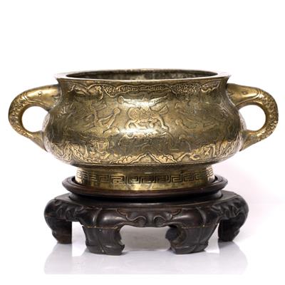 Lot 182 - A large Chinese bronze two handled censer