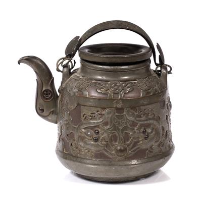 Lot 184 - A Chinese Yixing and paktong tea pot