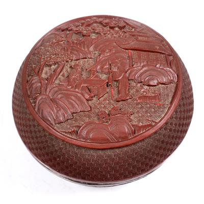 Lot 198 - A Chinese cinnabar lacquer bowl and cover