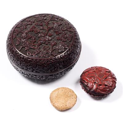 Lot 204 - A Chinese cinnabar lacquer circular box and cover