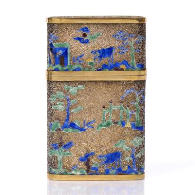 Lot 221 - A Chinese gilt metal filigree card case