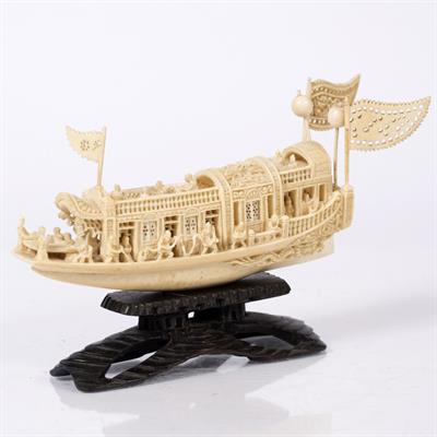 Lot 226 - A Chinese ivory carved model junk