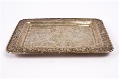 Lot 239 - A Chinese white metal tray