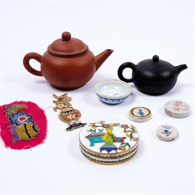 Lot 306 - Two Chinese miniature Yixing teapots