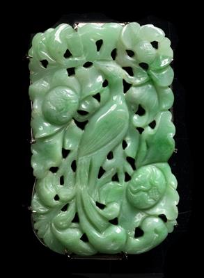 Lot 352 - A Chinese jade panel brooch