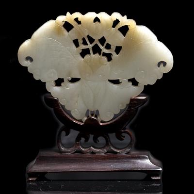 Lot 354 - A Chinese white jade plaque