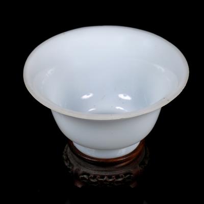 Lot 387 - A Beijing opaline white glass bowl and cover