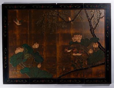 Lot 391 - A Chinese coromandel four panel screen