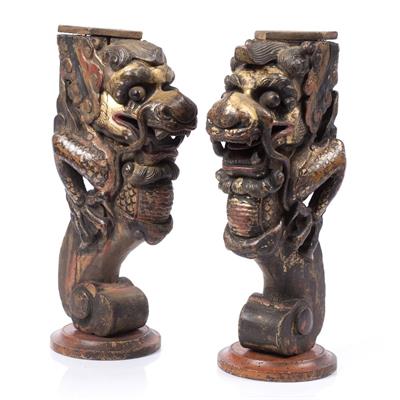 Lot 400 - Two Chinese carved wood brackets