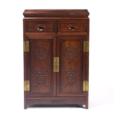 Lot 412 - A Chinese hardwood side cabinet