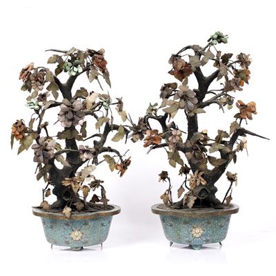 Lot 420 - A pair of Chinese miniature trees