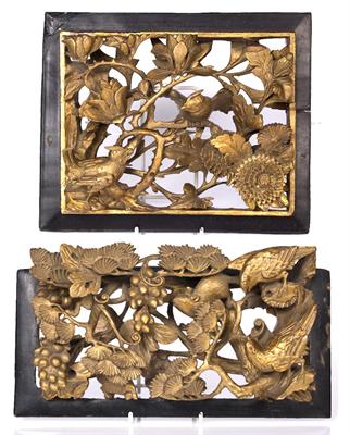 Lot 424 - A Chinese carved gilt wood panel