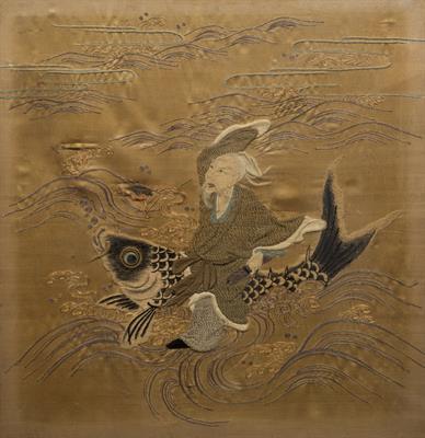 Lot 447 - A Chinese silk panel