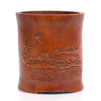 Lot 448 - A Chinese bamboo brush pot