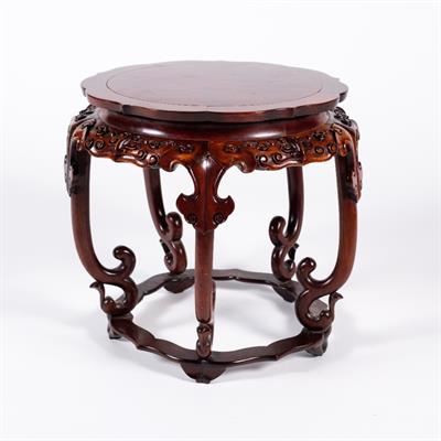 Lot 478 - A Chinese hardwood small urn stand