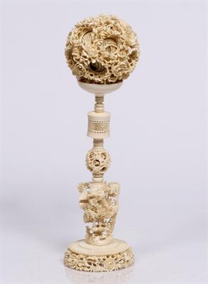 Lot 486 - A Chinese Canton ivory concentric ball